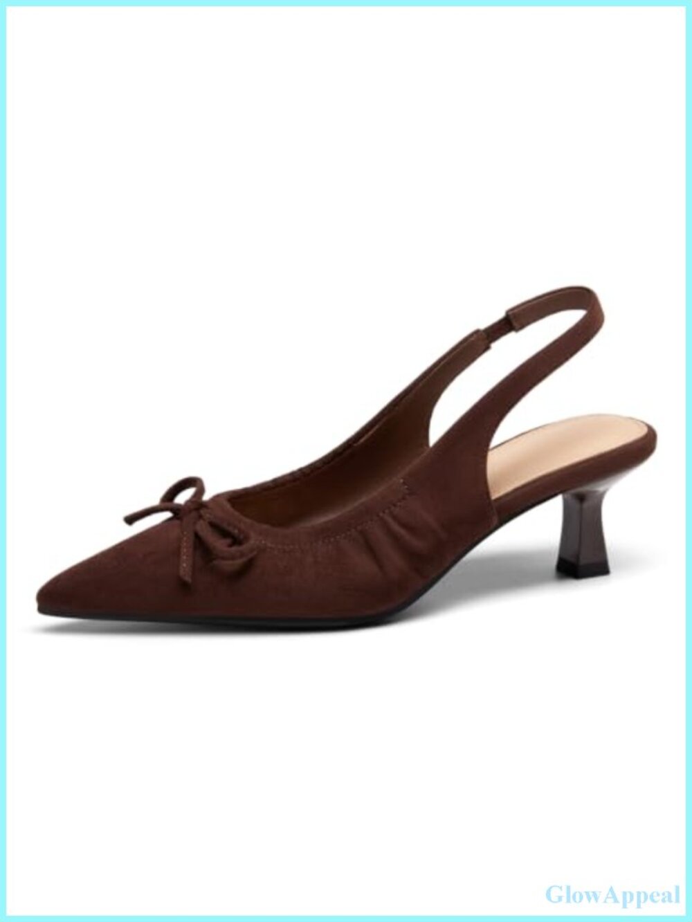 Women's Slingback Kitten Heel Pumps with Bow Pointed Toe
